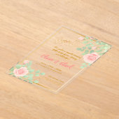 アクリエレガントル結婚スとフローラデザイン アクリル招待状 (レイダウン)