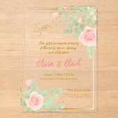 アクリエレガントル結婚スとフローラデザイン アクリル招待状 (正面)