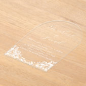 アクリエレガント澄んルレース結婚式招待状 アクリル招待状 (レイダウン)