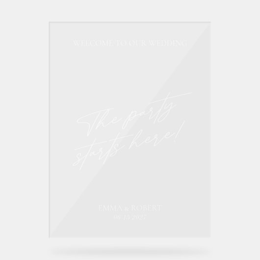 アクリシンプルルミニマル結婚の歓迎サイン アクリルサイン (正面)