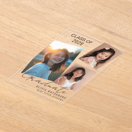 アクリスタイリッシュル卒業発表(blkフォント) アクリル招待状 (レイダウン)