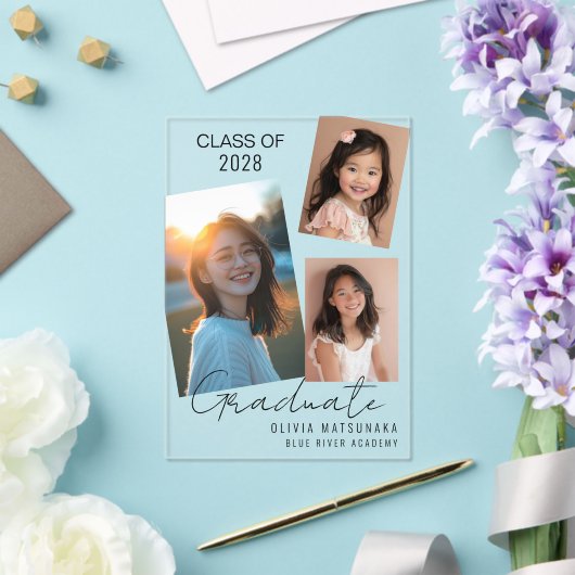 アクリスタイリッシュル卒業発表(blkフォント) アクリル招待状 (インサイチュ (ウェディング))