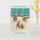 アクリスマスヴィンテージビレッジサンタツリーズ カード (黄色い花)