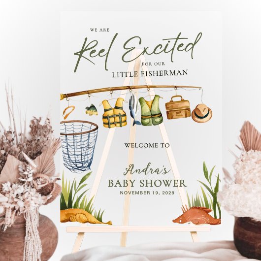 アクリモダンルウェルカムサインベビーシャワー魚釣り アクリルサイン