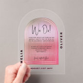 アクリモダンルピンクローズはっきりしたミニマ結婚リスト アクリル招待状 (インサイチュ (ポータブル))