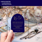 アクリモダンル海軍ブルー金ゴールドミニマル結婚リスト アクリル招待状