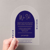 アクリモダンル海軍ブルー金ゴールドミニマル結婚リスト アクリル招待状 (インサイチュ (ポータブル))