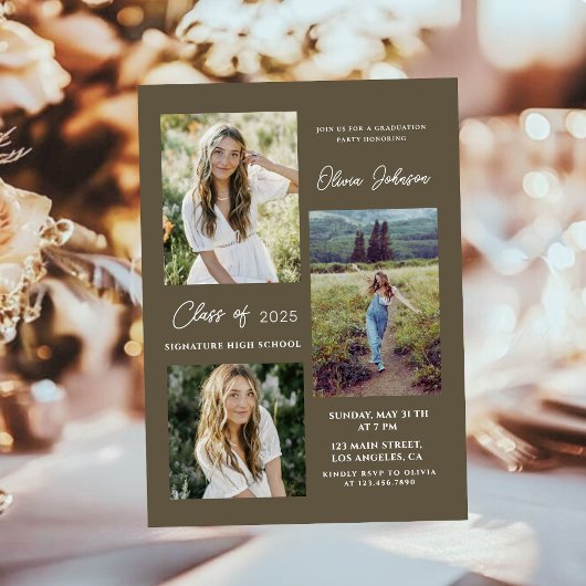 アクリモダンル4枚の写真の卒業発表 アクリル招待状