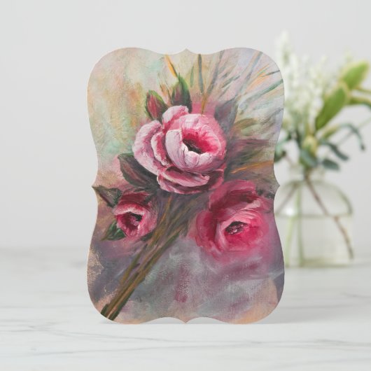 アクリルで作られた絵画ピンクのバラの束 セーブザデート (スタンド正面)