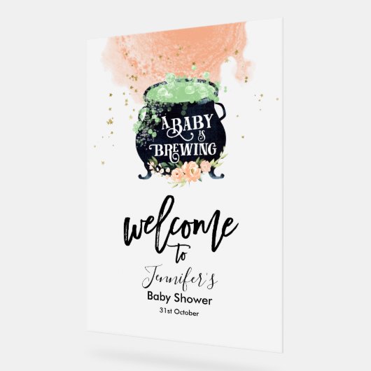 アクリルのウェルカムサイン | Peach Halloween Baby Shower アクリルサイン (傾斜)