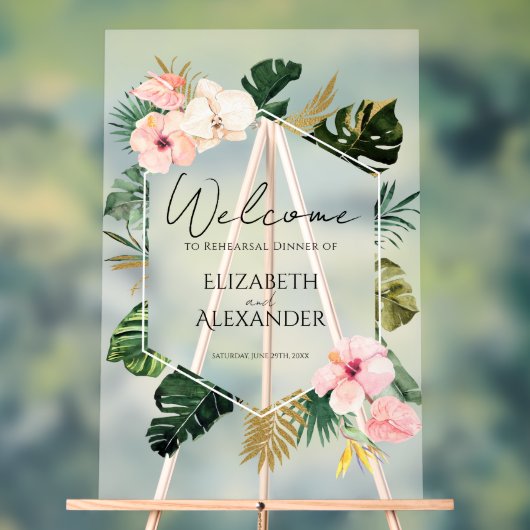 アクリルのリハーサルのディナーウェルカムサイン | 熱帯性 アクリルサイン (ニュートラル)