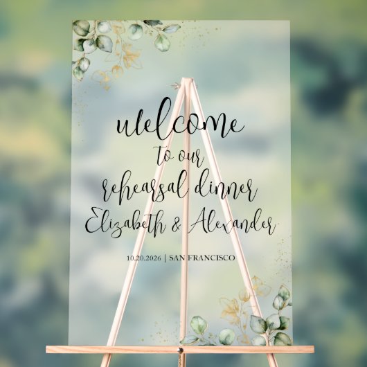 アクリルのリハーサルのディナーウェルカムサイン | 緑 アクリルサイン (ニュートラル)