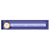 アクリルの名札の時計-真夜中の青へのライト デスクネームプレート (正面)