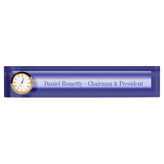 アクリルの名札の時計-真夜中の青へのライト デスクネームプレート (正面)
