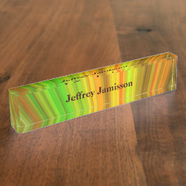 アクリルの机用ネームプレート、黄色および緑 デスクネームプレート