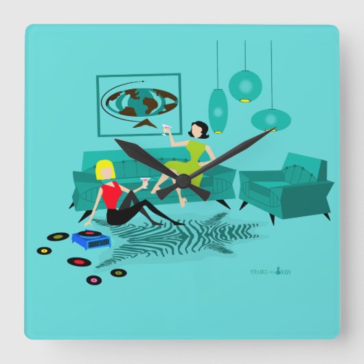 アクリルの柱時計のレトロの女の子の夜 スクエア壁時計 (正面)