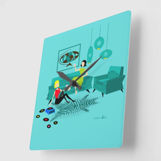 アクリルの柱時計のレトロの女の子の夜 スクエア壁時計 (傾斜)