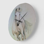 アクリルの柱時計を絵を描いている白馬 ラージ壁時計 (傾斜)