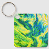 アクリルの流し込み、青、緑、黄/ キーホルダー (正面)