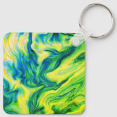 アクリルの流し込み、青、緑、黄/ キーホルダー (裏面)