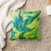 アクリルの流し込み、青、緑、黄/ クッション (ブランケット)