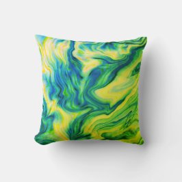アクリルの流し込み、青、緑、黄/ クッション