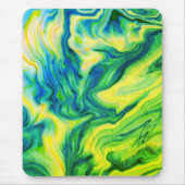 アクリルの流し込み、青、緑、黄/ マウスパッド (正面)