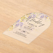 アクリルの結婚式が藤の紫を招くフローラ アクリル招待状 (レイダウン)