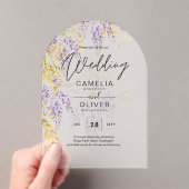 アクリルの結婚式が藤の紫を招くフローラ アクリル招待状 (インサイチュ (ポータブル))