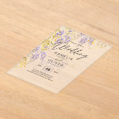 アクリルの結婚式が藤の紫を招くフローラ アクリル招待状 (レイダウン)