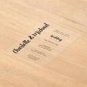 アクリルの結婚式が透明はっきりしたモダン アクリル招待状 (レイダウン)