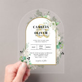 アクリルの結婚式でボホホワイトローズを素朴誘う アクリル招待状 (インサイチュ (ポータブル))