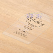 アクリルの結婚式で藤の花を澄ん誘う アクリル招待状 (レイダウン)