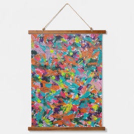 アクリルの色と絵を描表現 吊り下げ型タペストリー