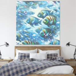 アクリルの魚とサンゴの水中芸術 キャンバスプリント