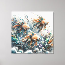 アクリルの魚とサンゴの水中芸術 キャンバスプリント