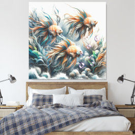 アクリルの魚とサンゴの水中芸術 キャンバスプリント
