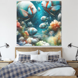 アクリルの魚とサンゴの水中芸術 キャンバスプリント
