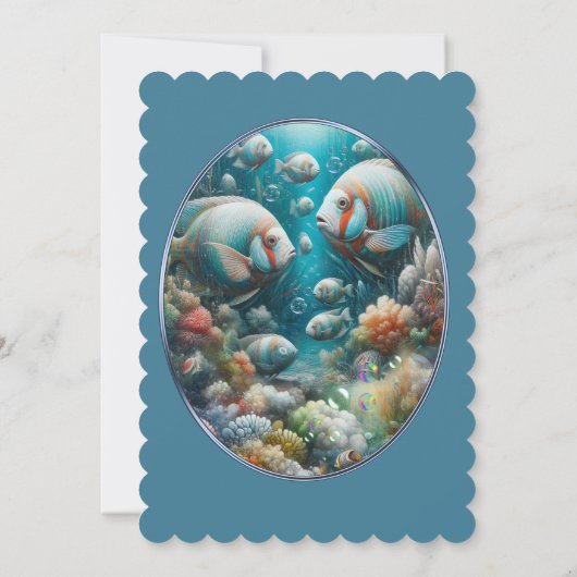 アクリルの魚とサンゴの水中芸術 サンキューカード (裏面)