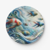 アクリルの魚とサンゴの水中芸術 ペーパープレート (正面)