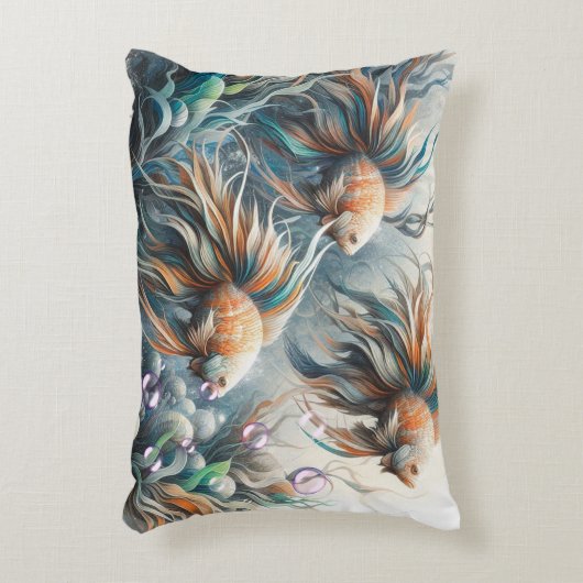アクリルの魚と珊瑚の水中絵を描芸術 アクセントクッション (正面(垂直))