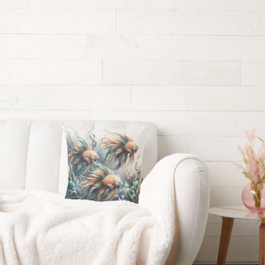 アクリルの魚と珊瑚の水中絵を描芸術 クッション (ソファ)