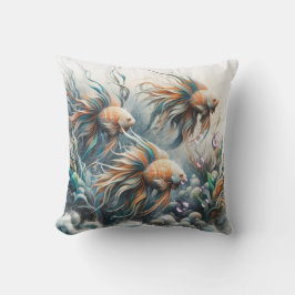 アクリルの魚と珊瑚の水中絵を描芸術 クッション