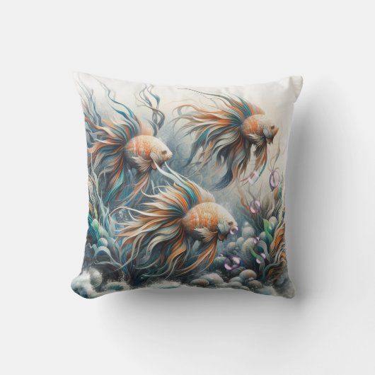 アクリルの魚と珊瑚の水中絵を描芸術 クッション (正面)