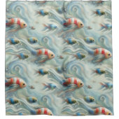 アクリルの魚と珊瑚の水中絵を描芸術 シャワーカーテン (正面)