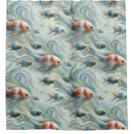 アクリルの魚と珊瑚の水中絵を描芸術 シャワーカーテン
