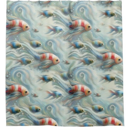 アクリルの魚と珊瑚の水中絵を描芸術 シャワーカーテン (正面)