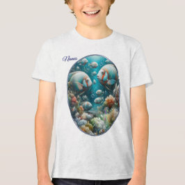 アクリルの魚と珊瑚の水中絵を描芸術 トライブレンドTシャツ