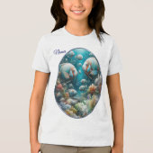 アクリルの魚と珊瑚の水中絵を描芸術 トライブレンドＴシャツ (正面)