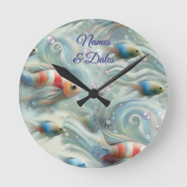 アクリルの魚と珊瑚の水中絵を描芸術 ラウンド壁時計